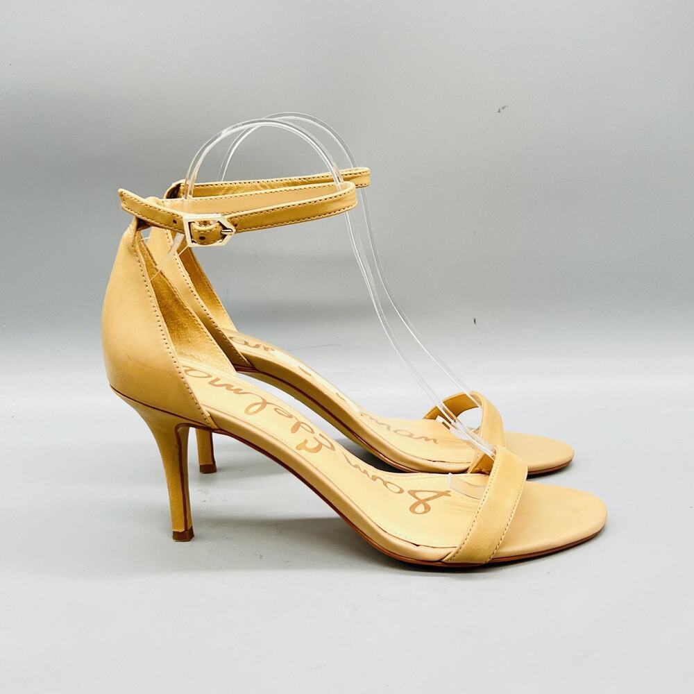 Sam Edelman Sandals Womens 7 Beige Leather Patti Ankle Strap Stiletto Heel Shoes